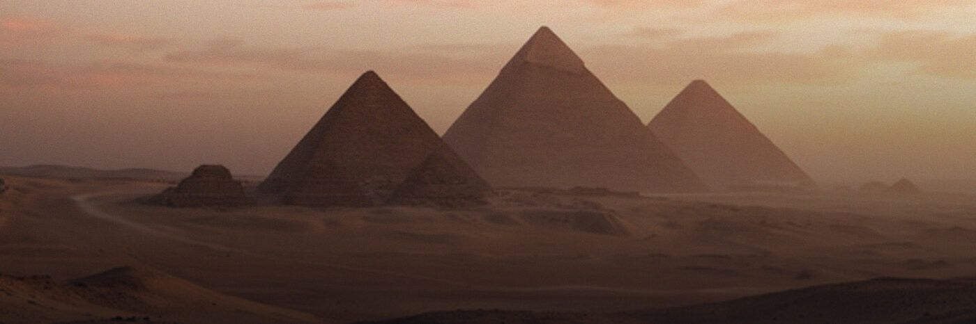 The pyramids at sunset